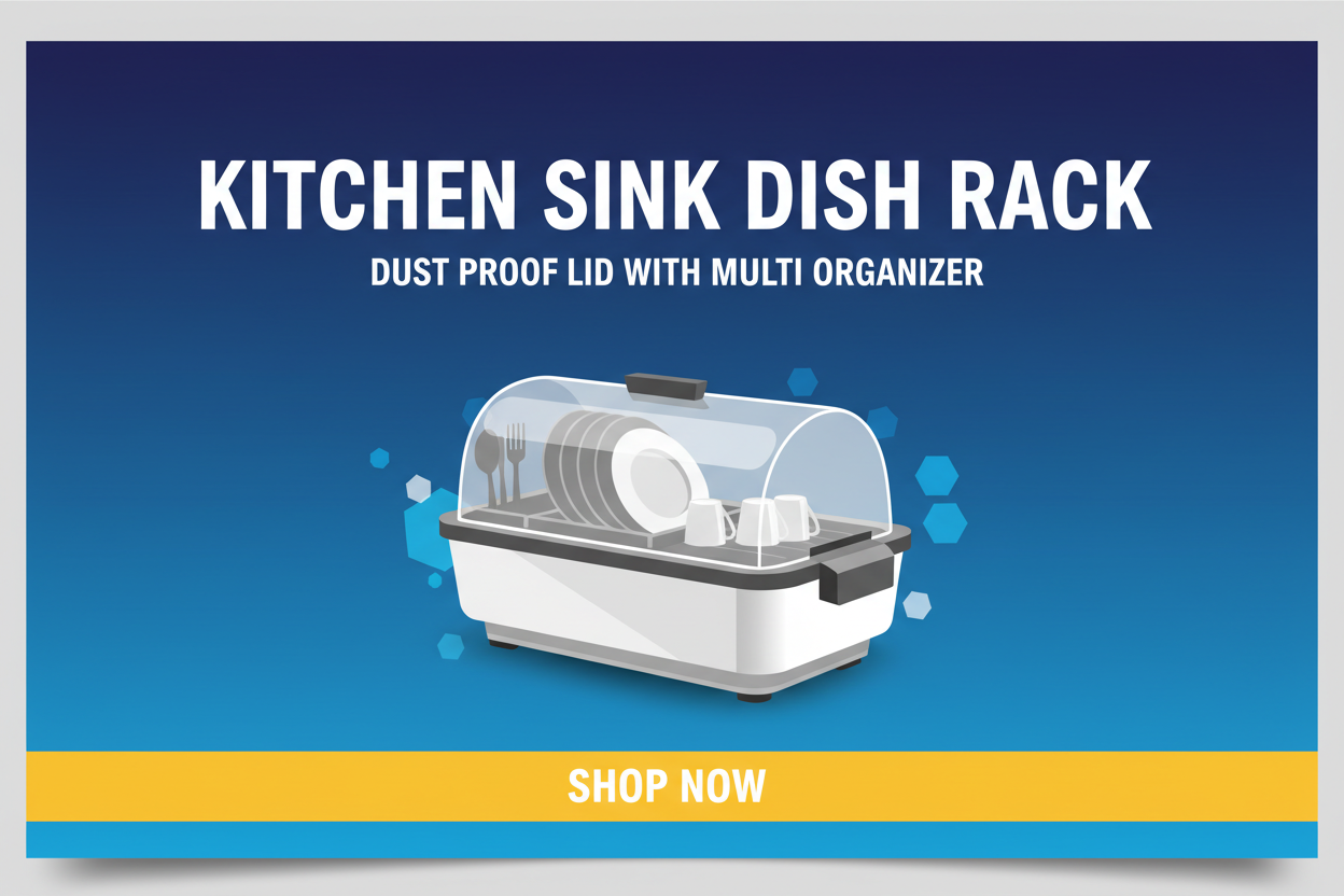 Kitchen Sink Dish Rack, Dust Proof Lid With Multi Organizer